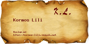Kormos Lili névjegykártya