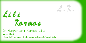 lili kormos business card